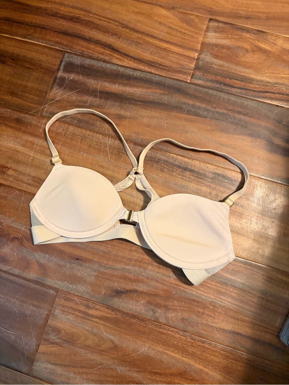 Pepper Racerback Front Closure Underwire Bra 32A Nude Beige Mesh (566)